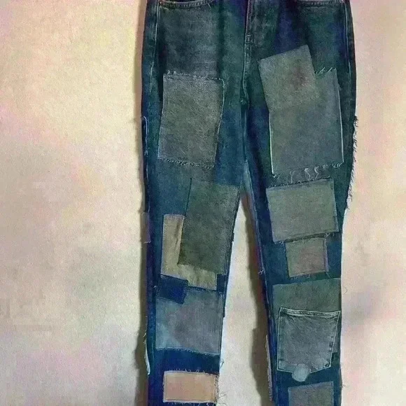 Free People We The Free Bare With Me Patchwork Boho Hippie Novelty Jeans 24 - Picture 5 of 16